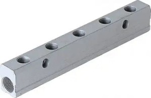 Listwa rozdzielająca gwintowana aluminiowa, kolektor 2 x G 1/2 GW - 4 x G 3/8 GW 6047 1/2-3/8-4