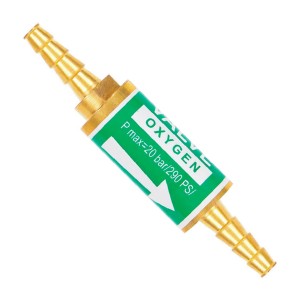 Bezpiecznik przelotowy do TLENU końcówka do węża + końcówka do węża fi.6